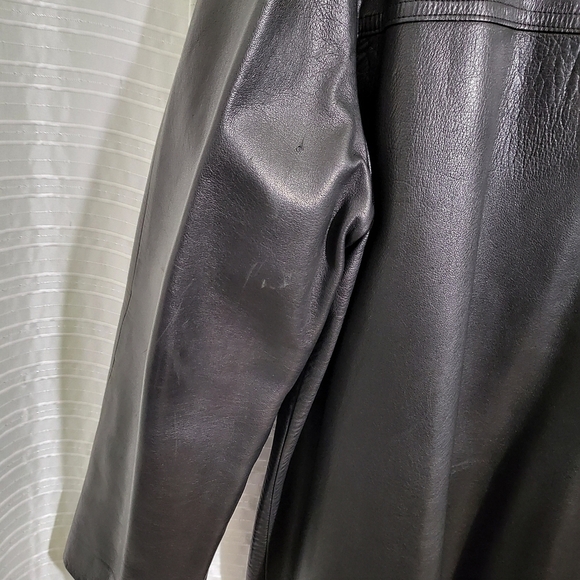 ALDO PARIS Long Line Leather Blazer Coat Lined Black Men's XL (based on meas.) - Picture 4 of 11